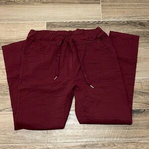 Elegant Maroon Straight Leg Women's Pants